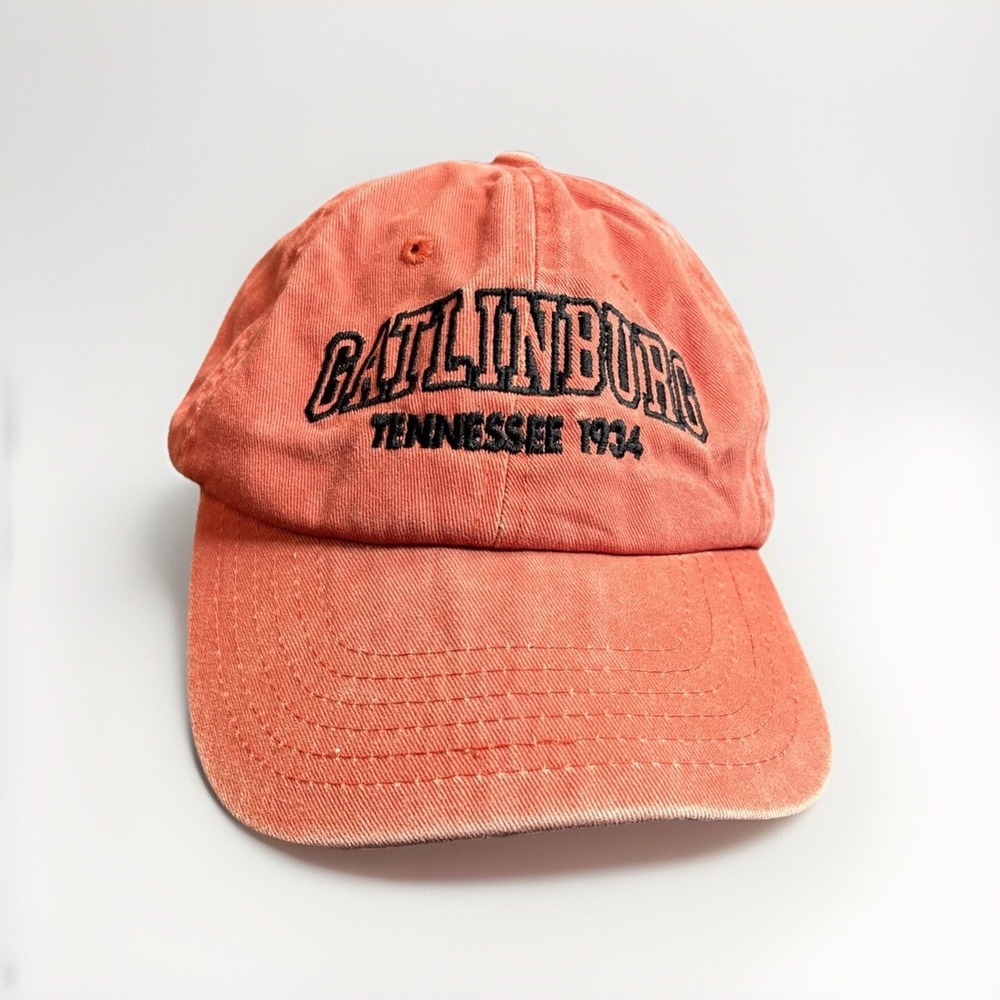 Gatlinburg Tennessee 1934 Hat Cap‎ Orange Vintage Cotton Strapback Luxe Faded